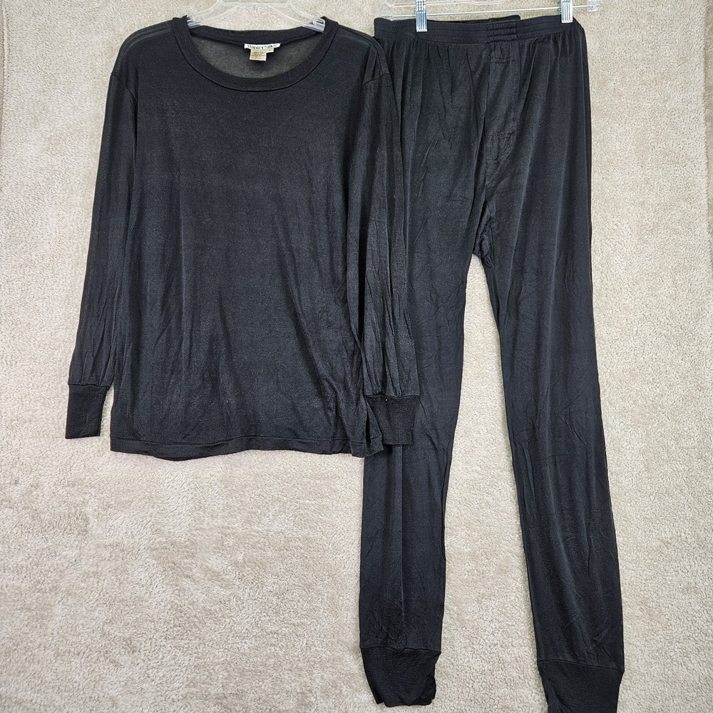 WinterSilks 100% Silk Thermal Base Layer Set Mens Large Black Top & Pants
